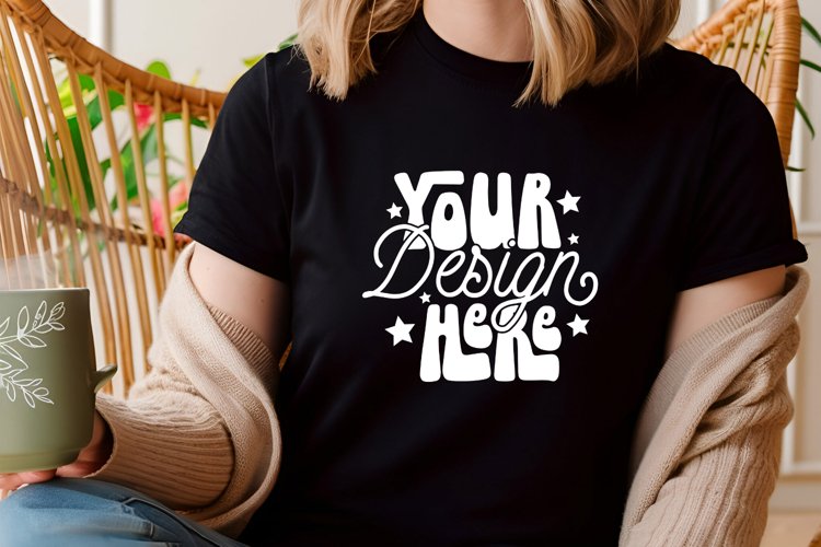 Bella Canvas Black Shirt, Bella Canvas 3001 Mockup, Black