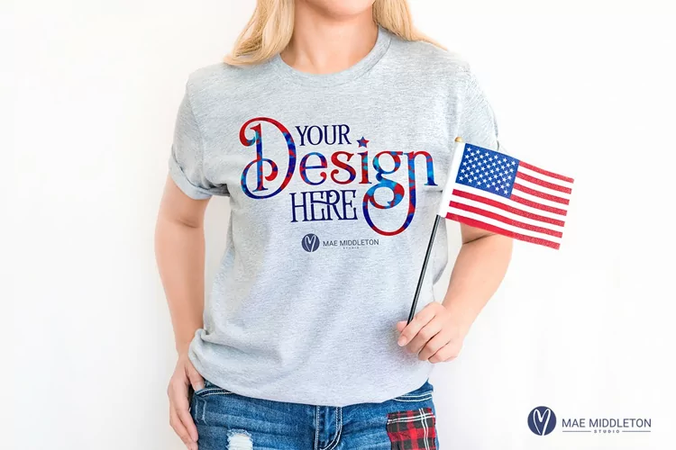 Bella Canvas 3001 Heather T-shirt Mockup | Patriotic Photo