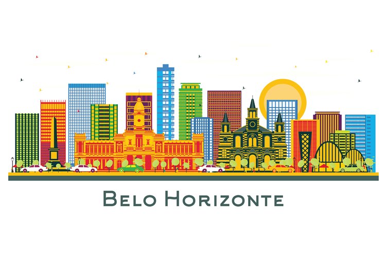 Belo Horizonte Brazil city Skyline with Color Buildings. example image 1
