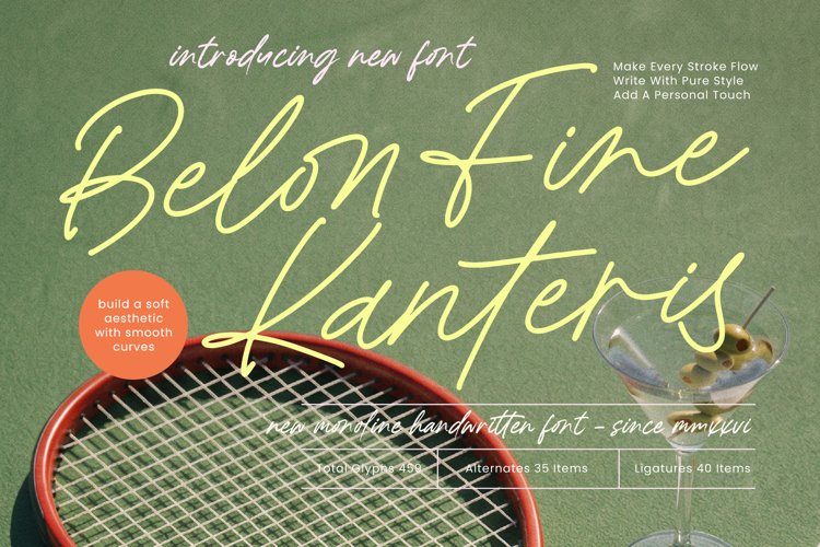 Belon Fine Kanteris - Monoline Handwritten Font