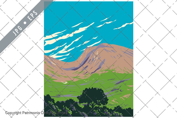 Ben Nevis or Beinn Nibheis Mountain of Scotland WPA Art Deco example image 1