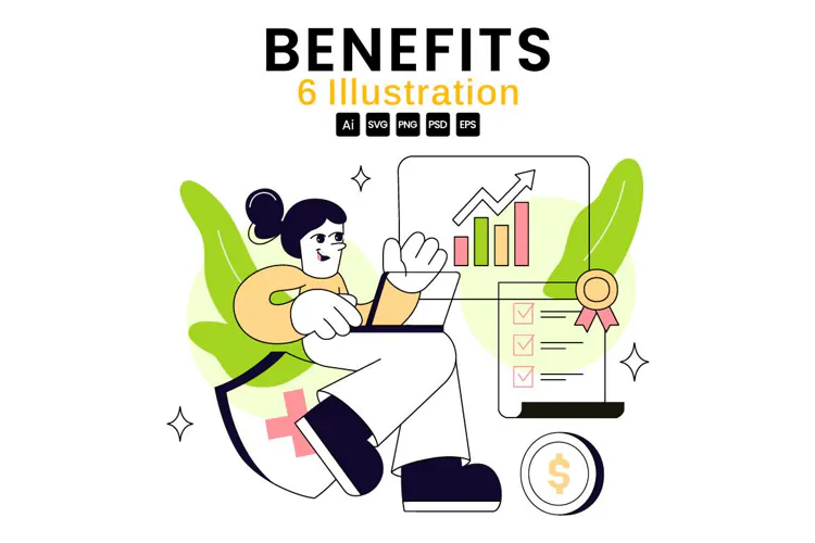 6 Benefits Vector Illustration