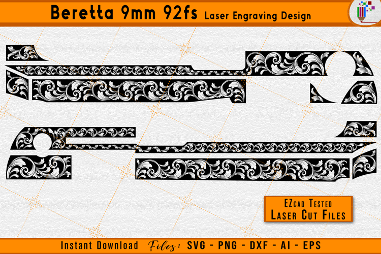 Beretta 92fs 9mm Scrollwork Firearms Laser Engraving Files