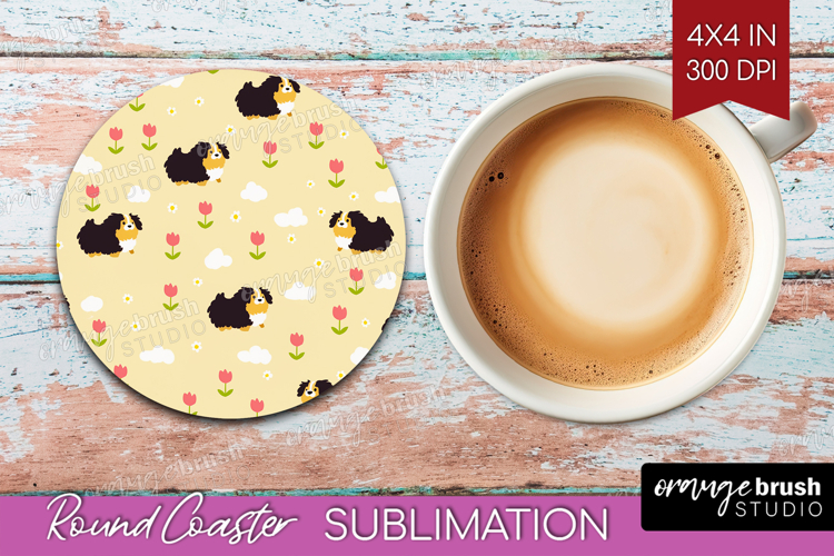 Bernese_Mountain Dog Round Coaster Cute Chibi Puppy Coaster