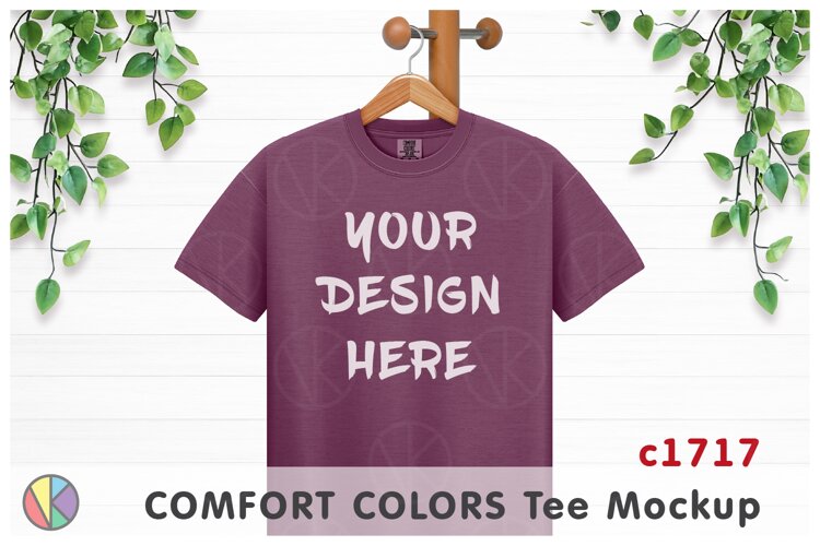 Berry Comfort Colors 1717 T-Shirt Mockup.