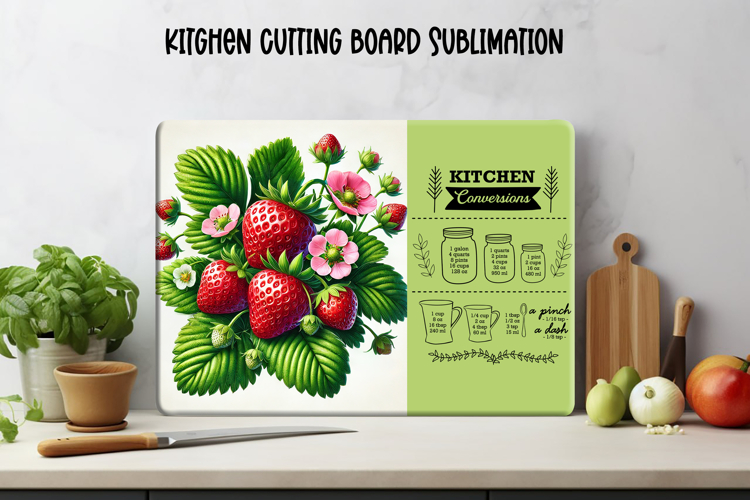 Kitchen conversion chart cutting board | Strawberry board