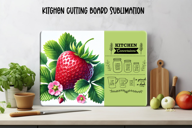 Kitchen conversion chart cutting board | Strawberry board