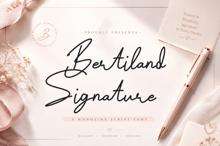 Bertiland Signature a Monoline Script Font