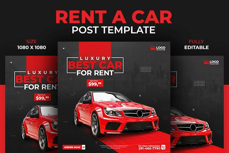 Best Car for Rent Social Media Post Banner Design Template