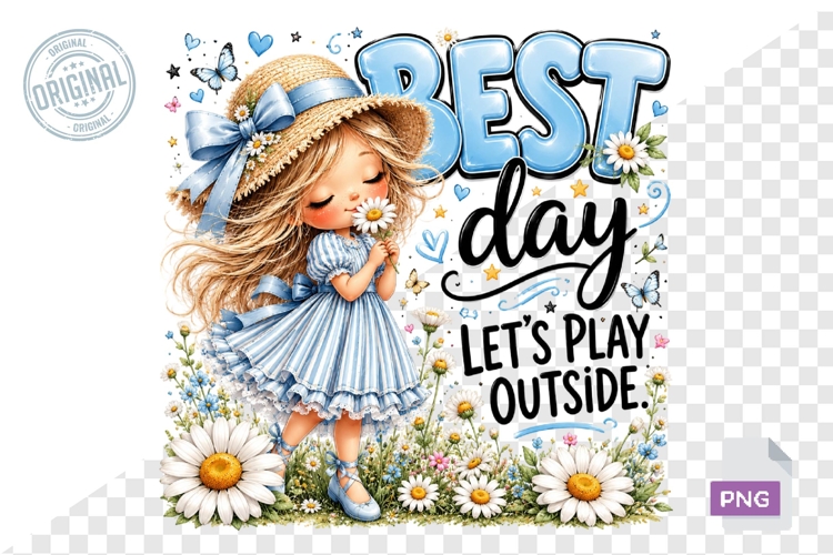 Best Day Little Girl Daisy Sublimation PNG Design File