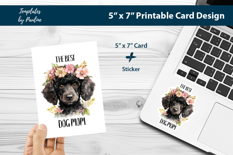 Best Dog Mom Digital Card, Poodle Best Dog Mom Sticker