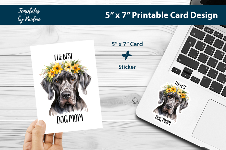 Best Dog Mom Printable Card, Great Dane Best Dog Mom Sticker