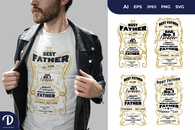 Best Father, Worlds Greatest Father, Vintage Art SVG Set