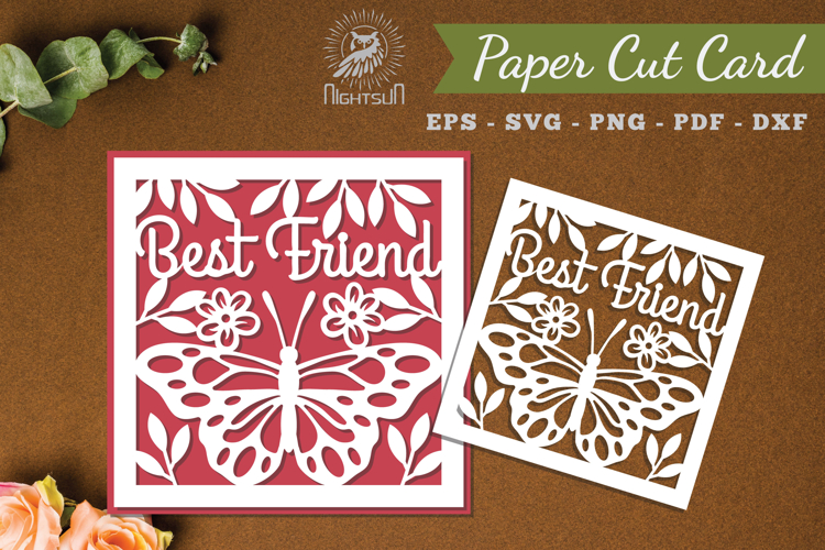 Best Friend Papercut Card SVG