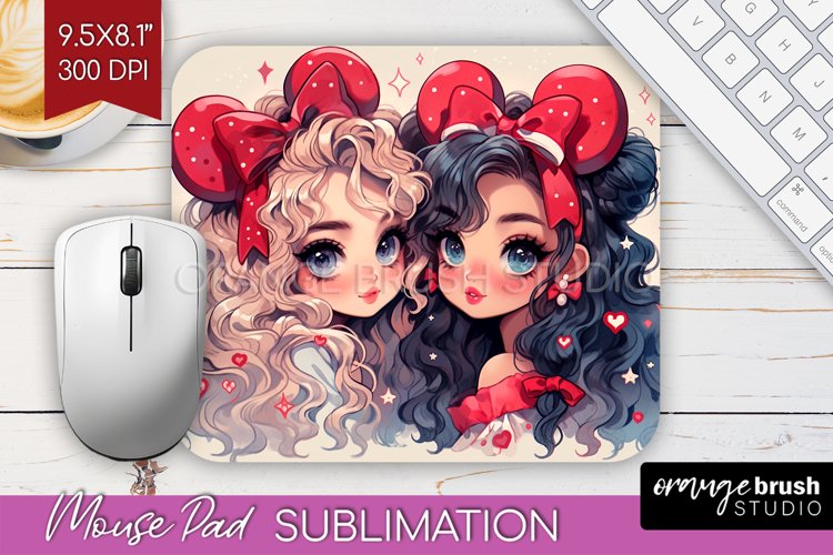 Valentine Girl Mouse Pad Sublimation - BFF Mousepad PNG