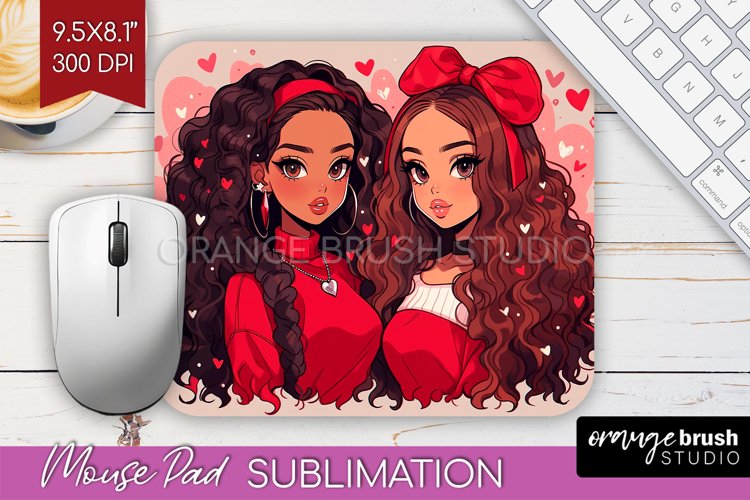 Valentine Girl Mouse Pad Sublimation - BFF Mousepad PNG