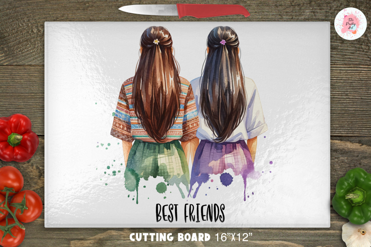 Best Friends Cutting Board Sublimation Design