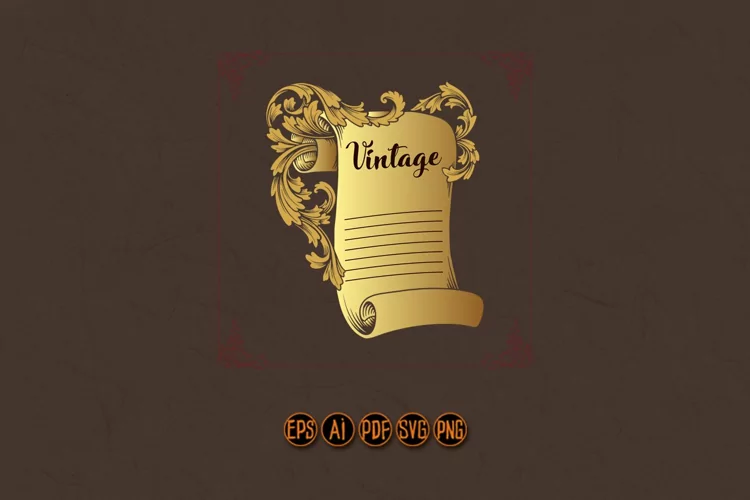 Vintage scrolling paper banner with flourish ornate SVG