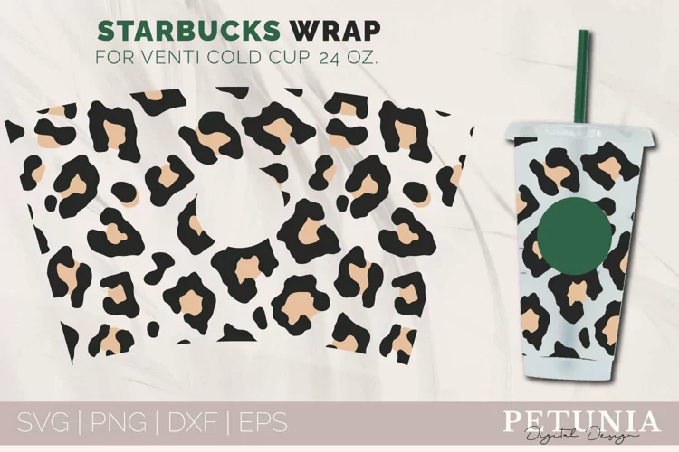Best Seller Venti Cold Cup Wrap SVG | Leopard Pattern