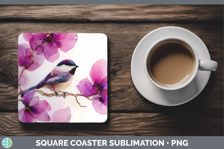 Chickadee Best Sellers 01 Alcohol Ink Square Coaster Sublima