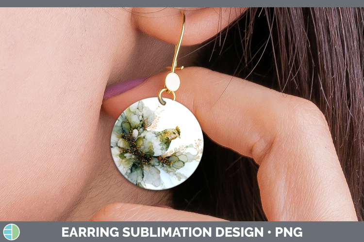 Chicken Best Sellers 01 Alcohol Ink Round Earrings Sublimati