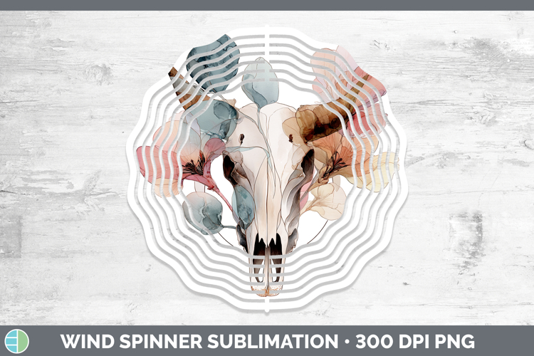 Cow Skull Best Sellers 01 Alcohol Ink Wind Spinner Sublimati