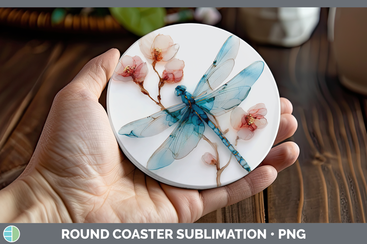 Dragonfly Best Sellers 01 Alcohol Ink Round Coaster Sublimat