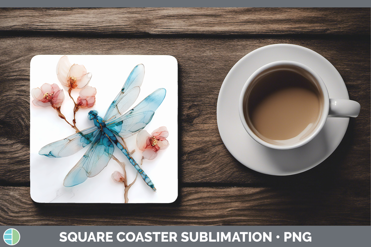 Dragonfly Best Sellers 01 Alcohol Ink Square Coaster Sublima
