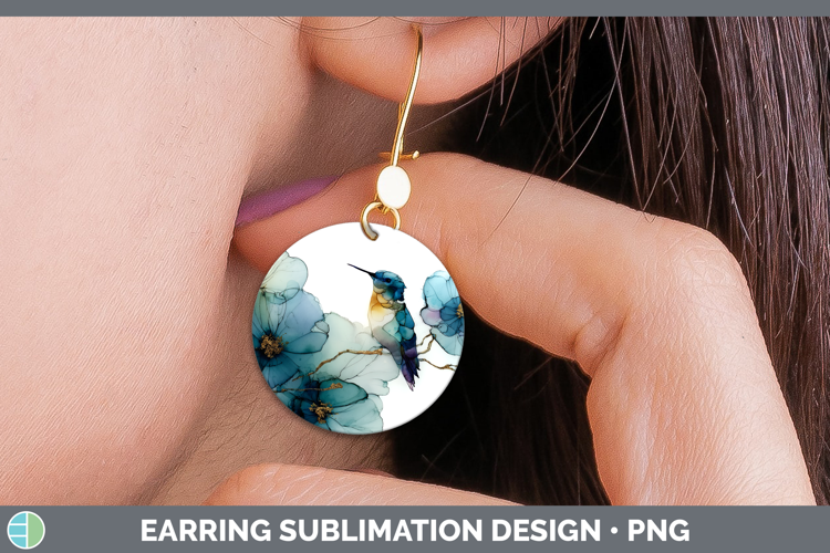 Hummingbird Best Sellers 01 Alcohol Ink Round Earrings Subli