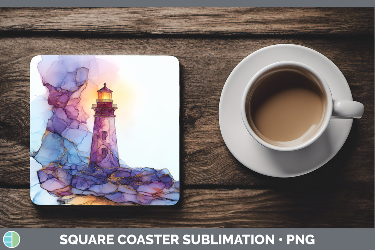 Lighthouse Best Sellers 01 Alcohol Ink Square Coaster Sublim