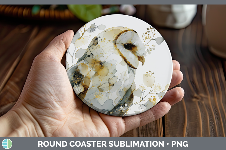 Owl Best Sellers 01 Alcohol Ink Round Coaster Sublimation De