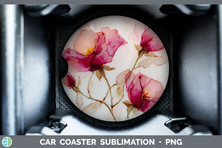 Rose Best Sellers 01 Alcohol Ink Car Coaster Sublimation Des