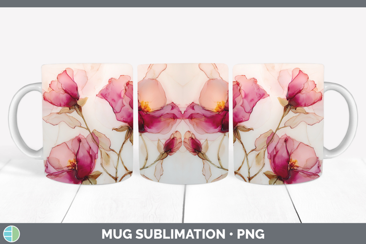 Rose Best Sellers 01 Alcohol Ink Mug Wrap Sublimation Design