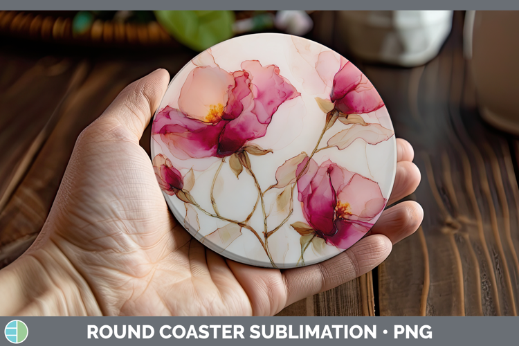Rose Best Sellers 01 Alcohol Ink Round Coaster Sublimation D