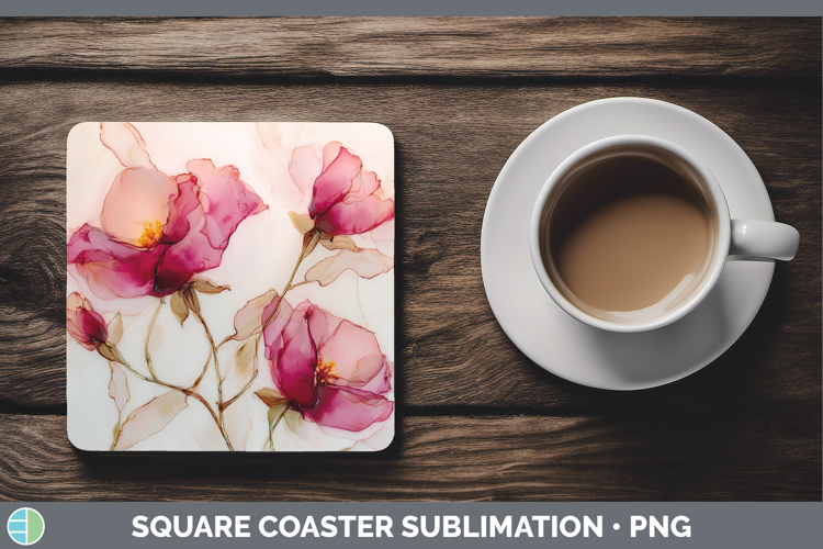 Rose Best Sellers 01 Alcohol Ink Square Coaster Sublimation