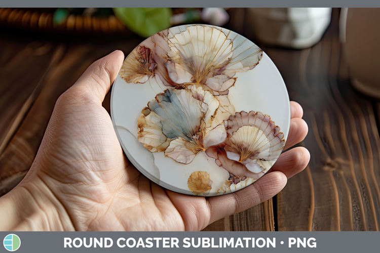 Seashell Best Sellers 01 Alcohol Ink Round Coaster Sublimati