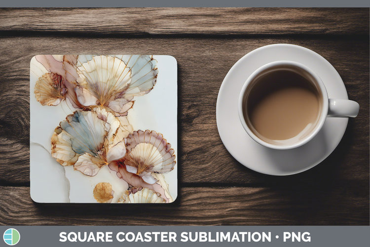 Seashell Best Sellers 01 Alcohol Ink Square Coaster Sublimat