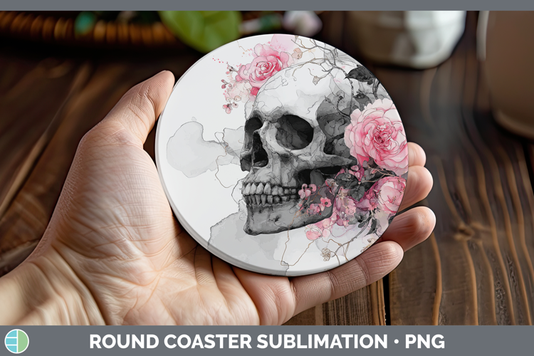 Sugar Skull Best Sellers 01 Alcohol Ink Round Coaster Sublim