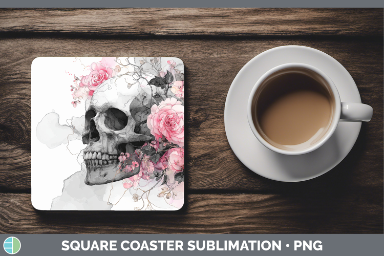 Sugar Skull Best Sellers 01 Alcohol Ink Square Coaster Subli