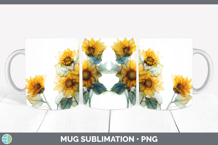 Sunflower Best Sellers 01 Alcohol Ink Mug Wrap Sublimation D