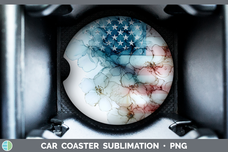 USA Flag Best Sellers 01 Alcohol Ink Car Coaster Sublimation