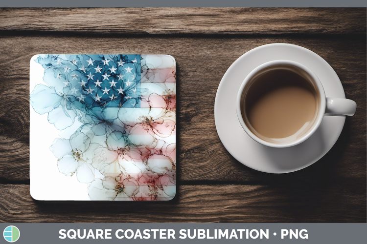 USA Flag Best Sellers 01 Alcohol Ink Square Coaster Sublimat