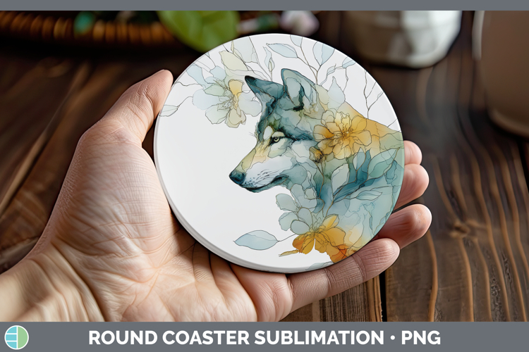 Wolf Best Sellers 01 Alcohol Ink Round Coaster Sublimation D