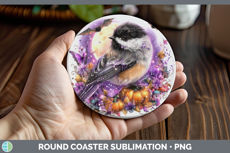 Best Sellers 01 Cute Halloween Chickadee Round Coaster Subli