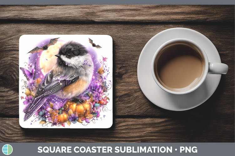 Best Sellers 01 Cute Halloween Chickadee Square Coaster Subl