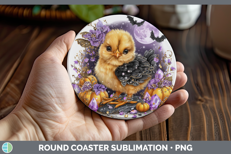 Best Sellers 01 Cute Halloween Chicken Round Coaster Sublima
