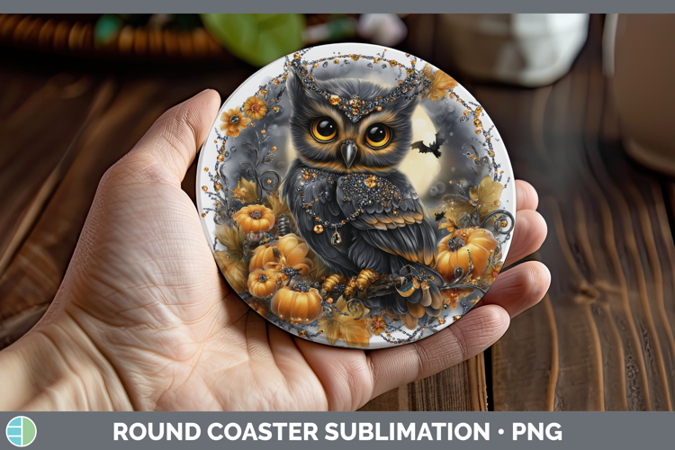 Best Sellers 01 Cute Halloween Owl Round Coaster Sublimation