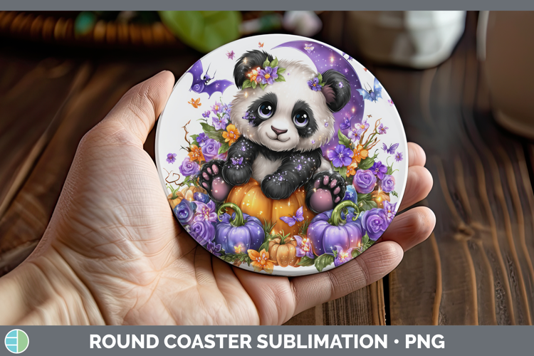 Best Sellers 01 Cute Halloween Panda Round Coaster Sublimati