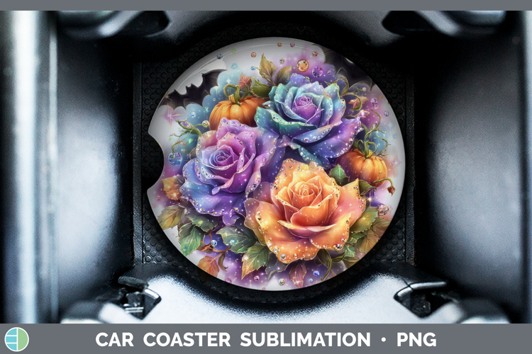 Best Sellers 01 Cute Halloween Rose Car Coaster Sublimation