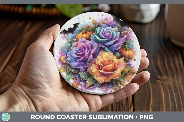 Best Sellers 01 Cute Halloween Rose Round Coaster Sublimatio